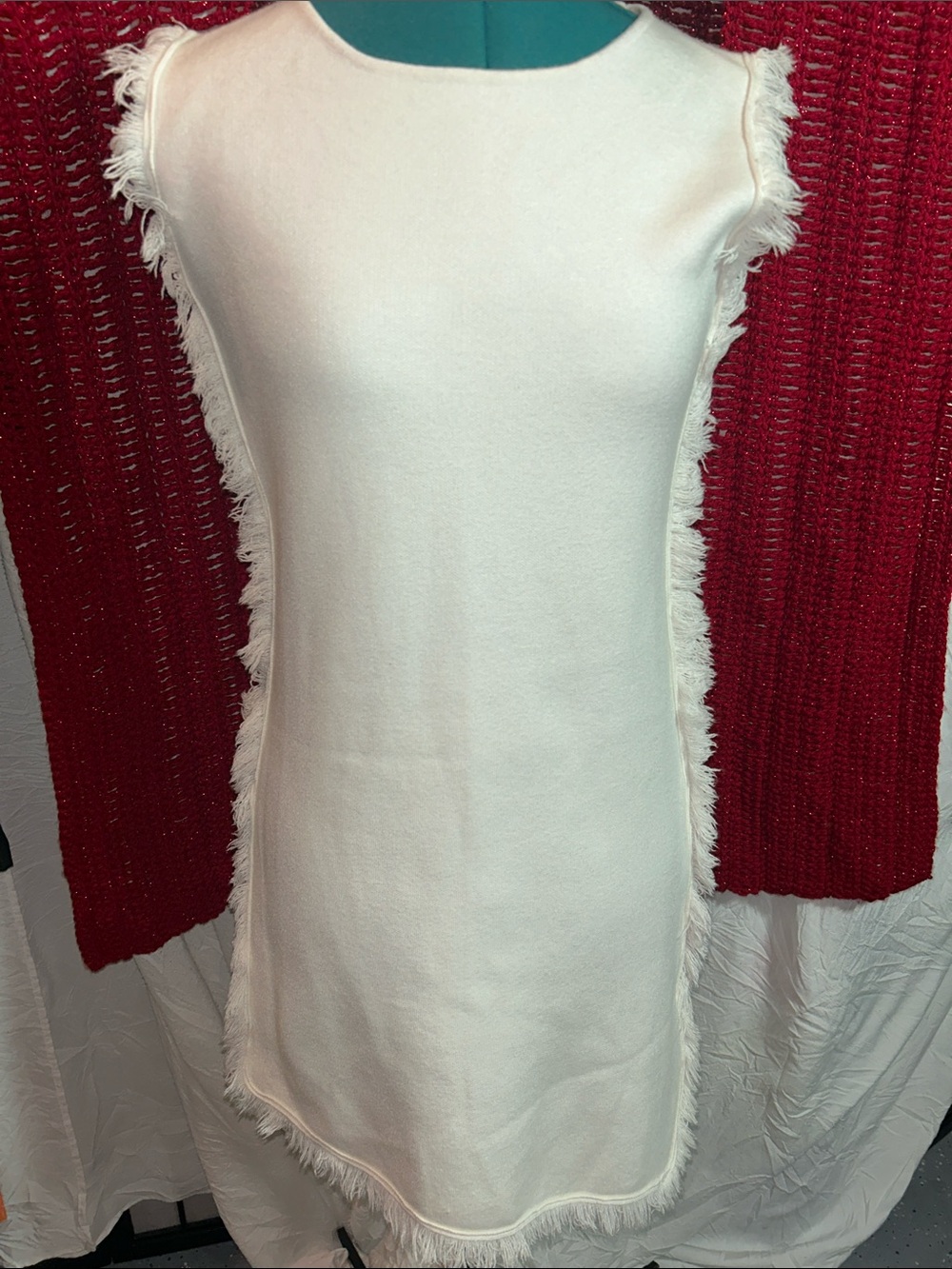 Ivory Fringe Shift Dress
